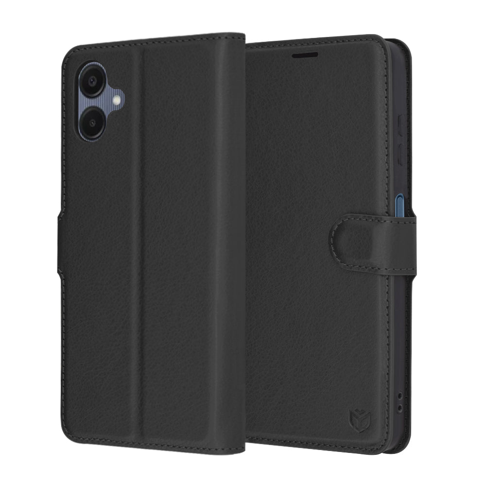 Custodia per Samsung Galaxy A06 A065, Techsuit, Leather Folio, Nera
