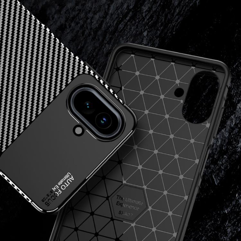 Custodia per Samsung Galaxy A07 4G A075, Techsuit, CarbonFiber, Nera