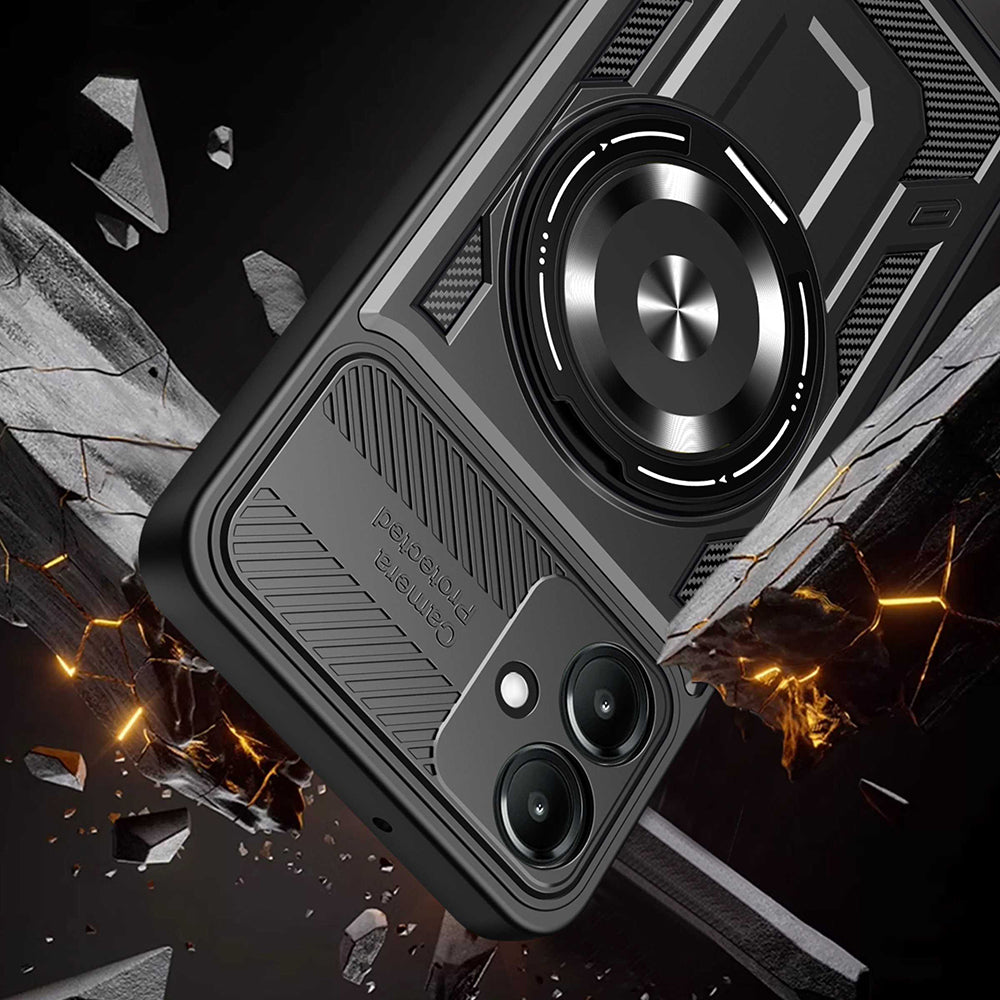 Custodia per Samsung Galaxy A07 4G A075, Techsuit, RuggedCam, Nera