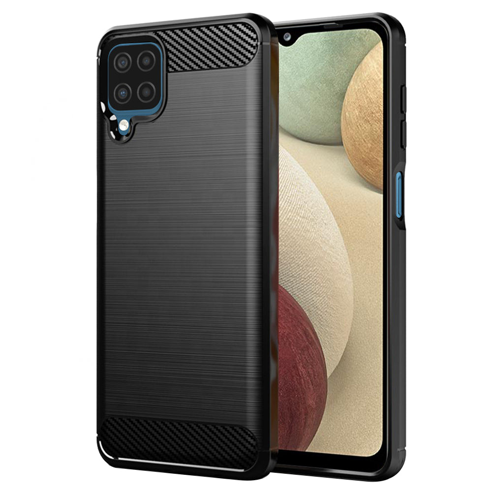 Custodia per Samsung Galaxy A12 Nacho A127 / A12 A125, Techsuit, Carbonio, Nera