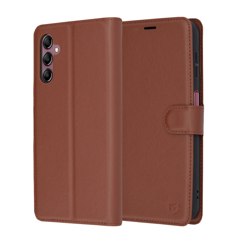 Custodia per Samsung Galaxy A14 A145 / A14 5G A146, Techsuit, Leather Folio, Marrone