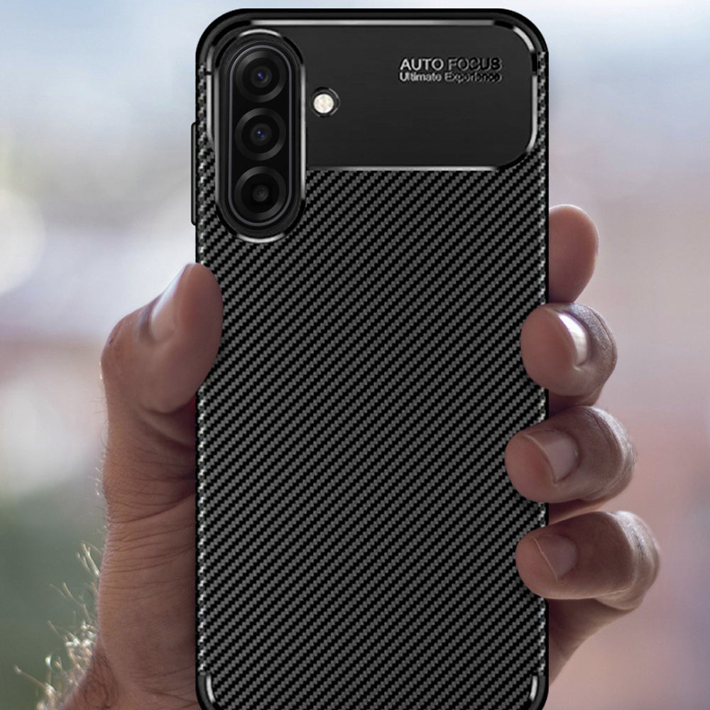 Custodia per Samsung Galaxy A18 5G A186 / A18 4G A185 / F17 / M17 / A17 4G A175, Techsuit, CarbonFiber, Nera