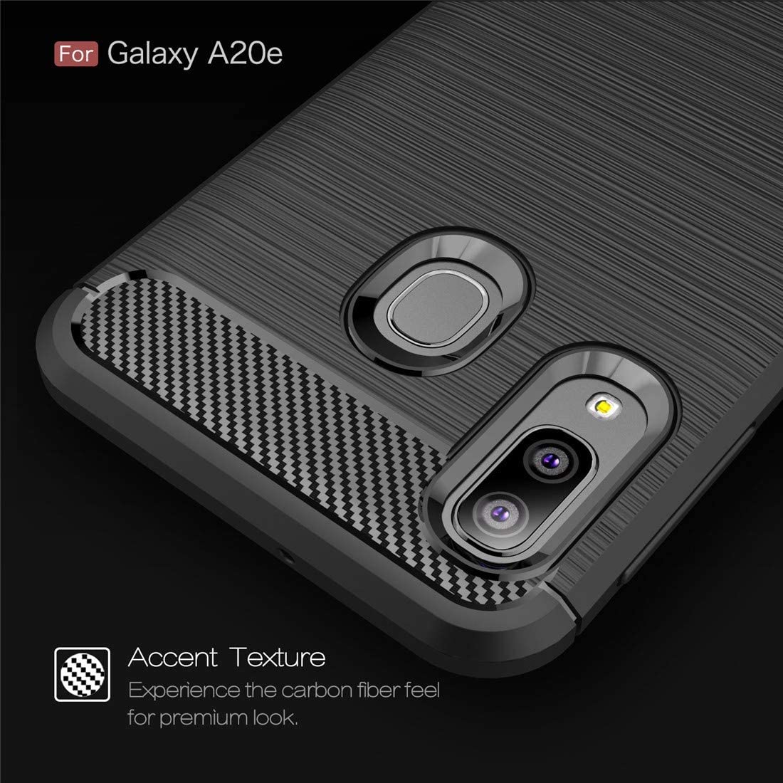 Custodia per Samsung Galaxy A20e A202, Techsuit, Carbonio, Nera