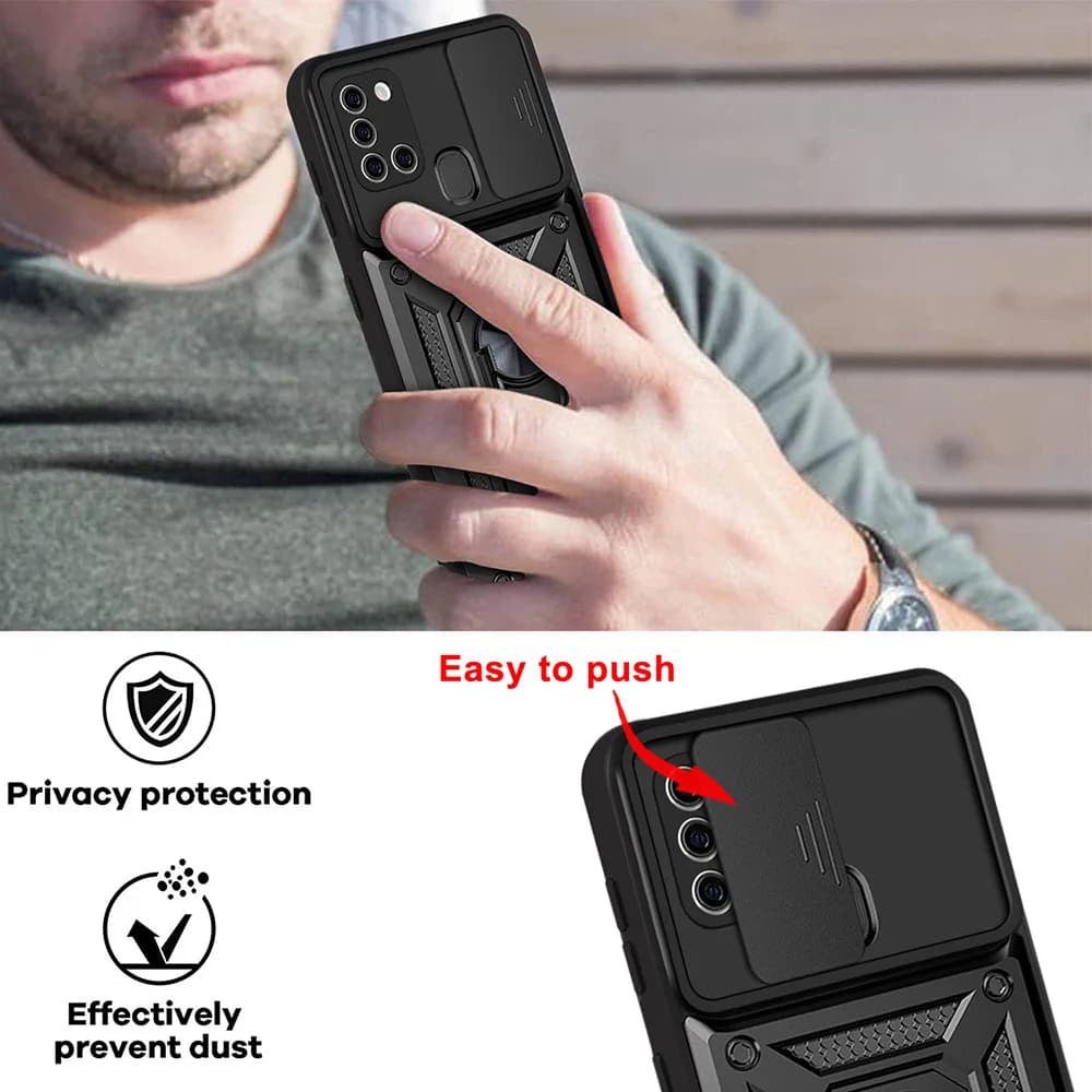 Custodia per Samsung Galaxy A21s A217, Techsuit, CamShield, Nera