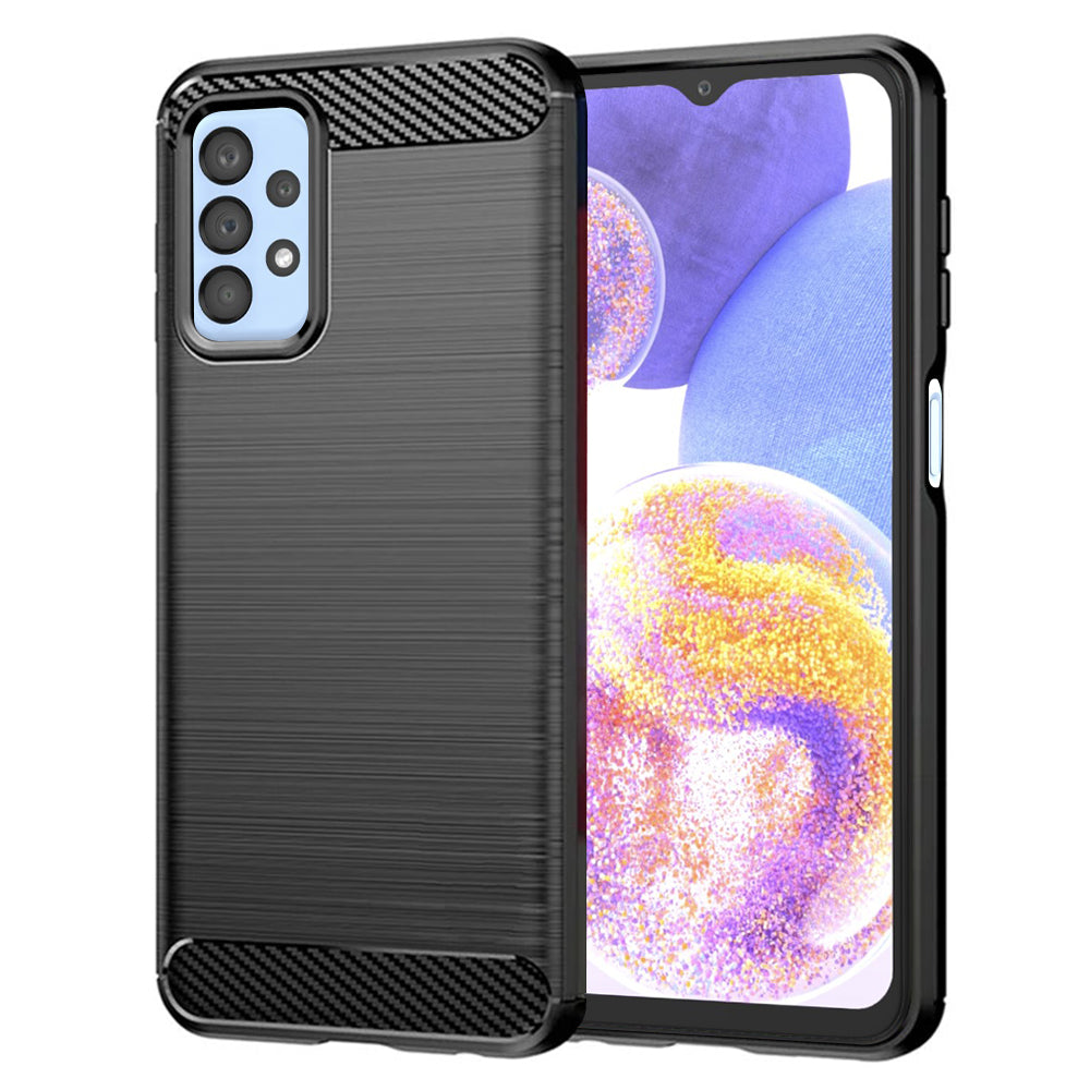 Custodia per Samsung Galaxy A23 5G A236 / A23 A235, Techsuit, Carbonio, Nera