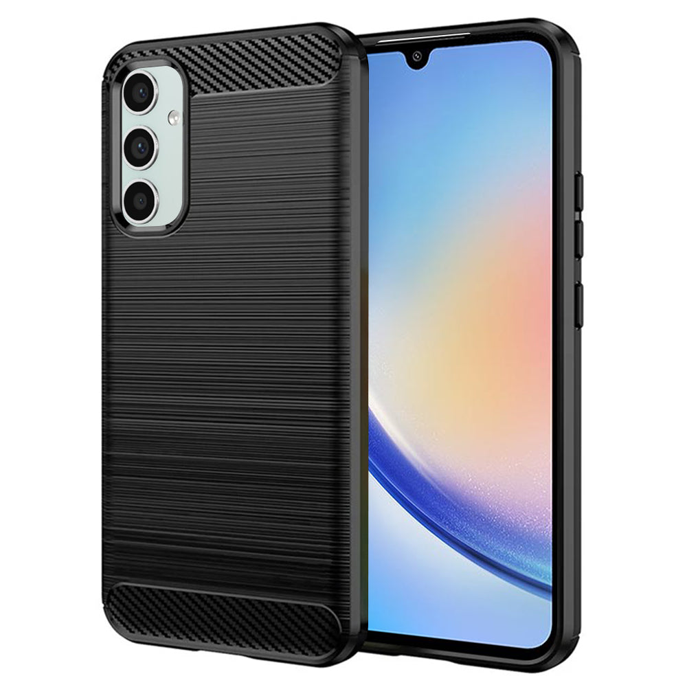 Custodia per Samsung Galaxy A34 A346, Techsuit, Carbonio, Nera