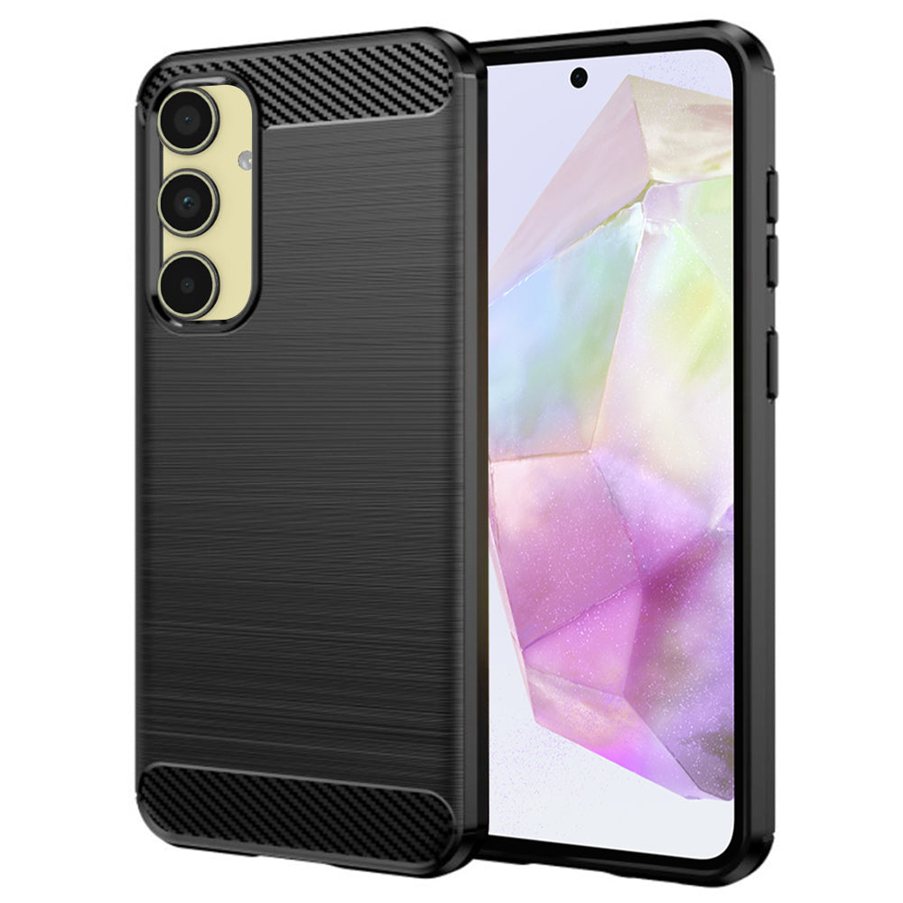 Custodia per Samsung Galaxy A35 5G A356, Techsuit, Carbonio, Nera