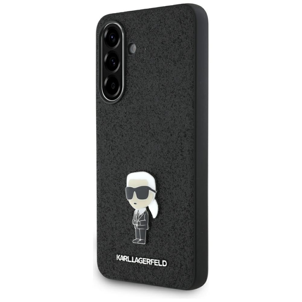 Custodia per Samsung Galaxy A36 A366, Karl Lagerfeld, Glitter Fixed Ikonik Karl, Nera