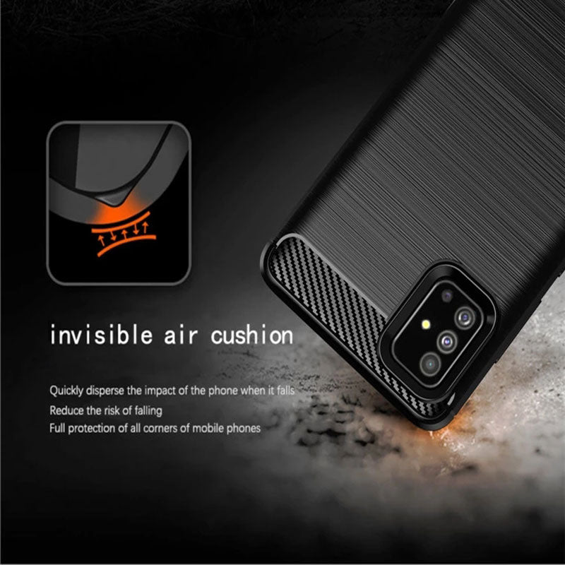 Custodia per Samsung Galaxy A51 A515, Techsuit, Carbonio, Nera