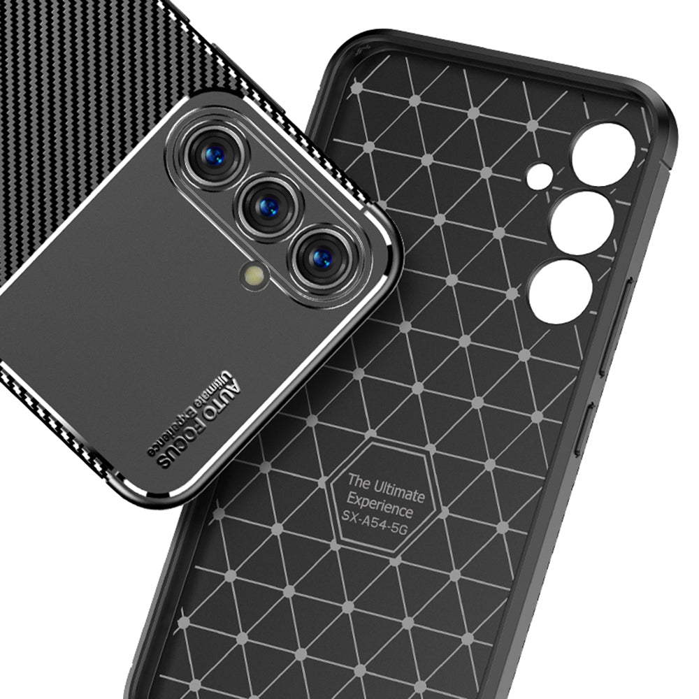 Custodia per Samsung Galaxy A54 A546, Techsuit, CarbonFiber, Nera