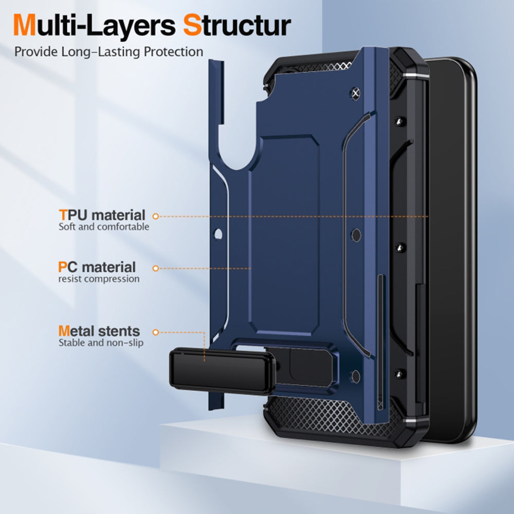 Custodia per Samsung Galaxy A54 A546, Techsuit, Hybrid Armor Kickstand, Blu