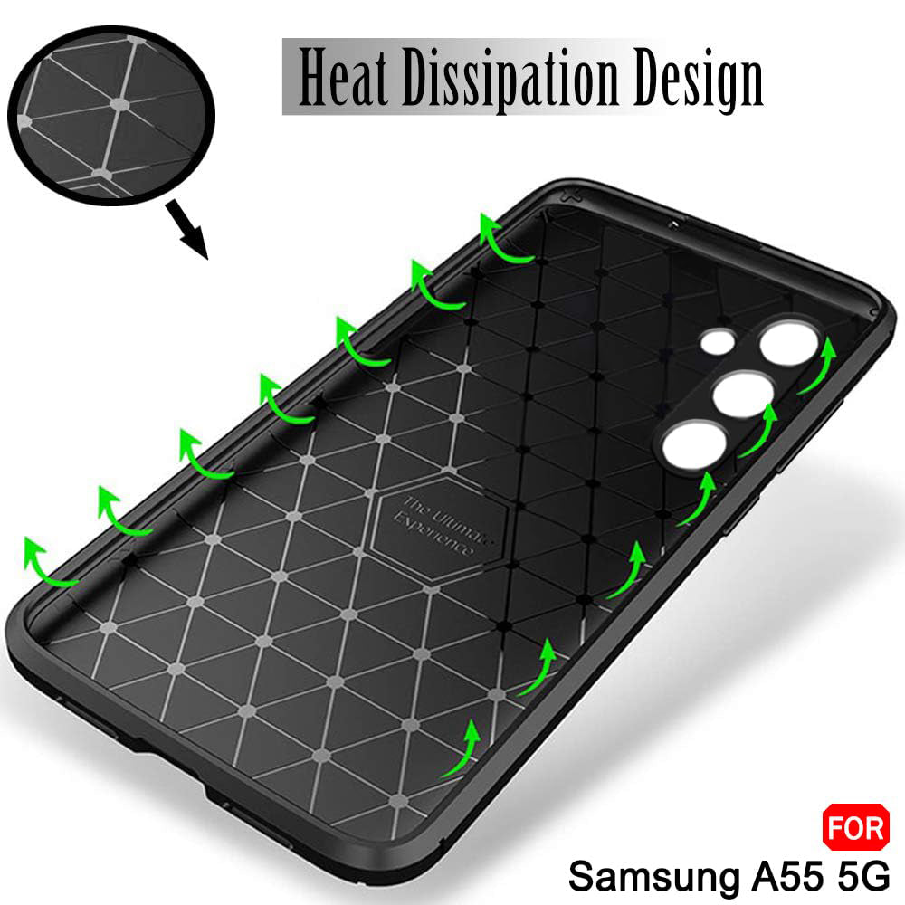Custodia per Samsung Galaxy A55 5G A556, Techsuit, CarbonFiber, Nera