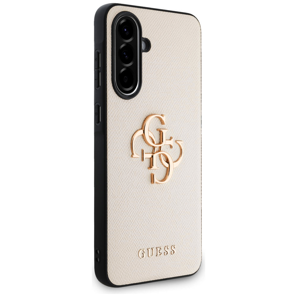 Case for Samsung Galaxy A56 A566, Guess, 4G Grained Big and Classic Logo, Beige