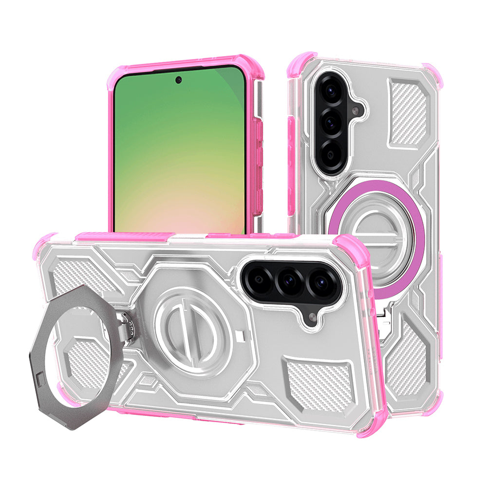 Custodia per Samsung Galaxy A56 A566, Techsuit, Carbon Shield Pro, Rosa
