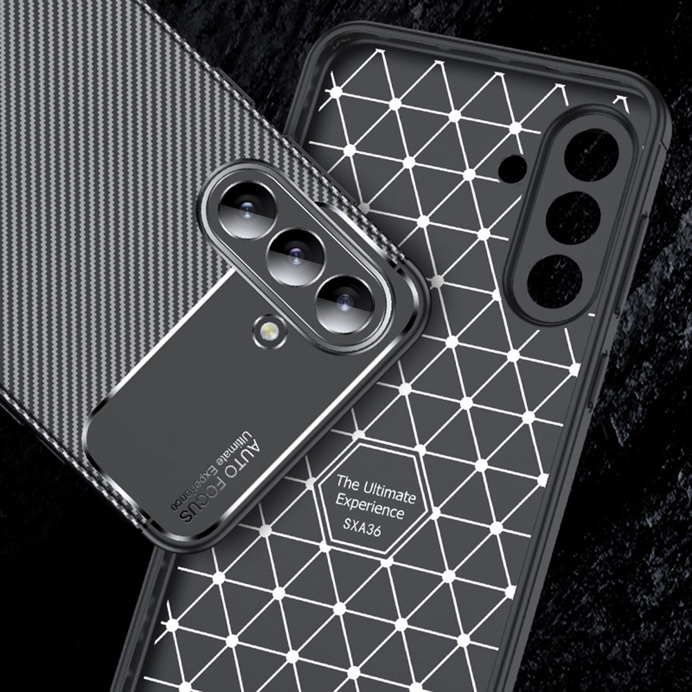 Custodia per Samsung Galaxy A56 A566, Techsuit, CarbonFiber, Nera