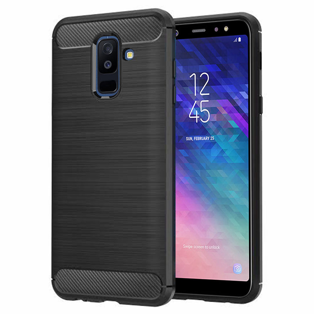 Custodia per Samsung Galaxy A6 Plus (2018) A605, Techsuit, Carbonio, Nera