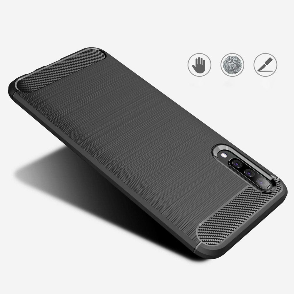 Custodia per Samsung Galaxy A70s A707 / A70 A705, Techsuit, Carbonio, Nera