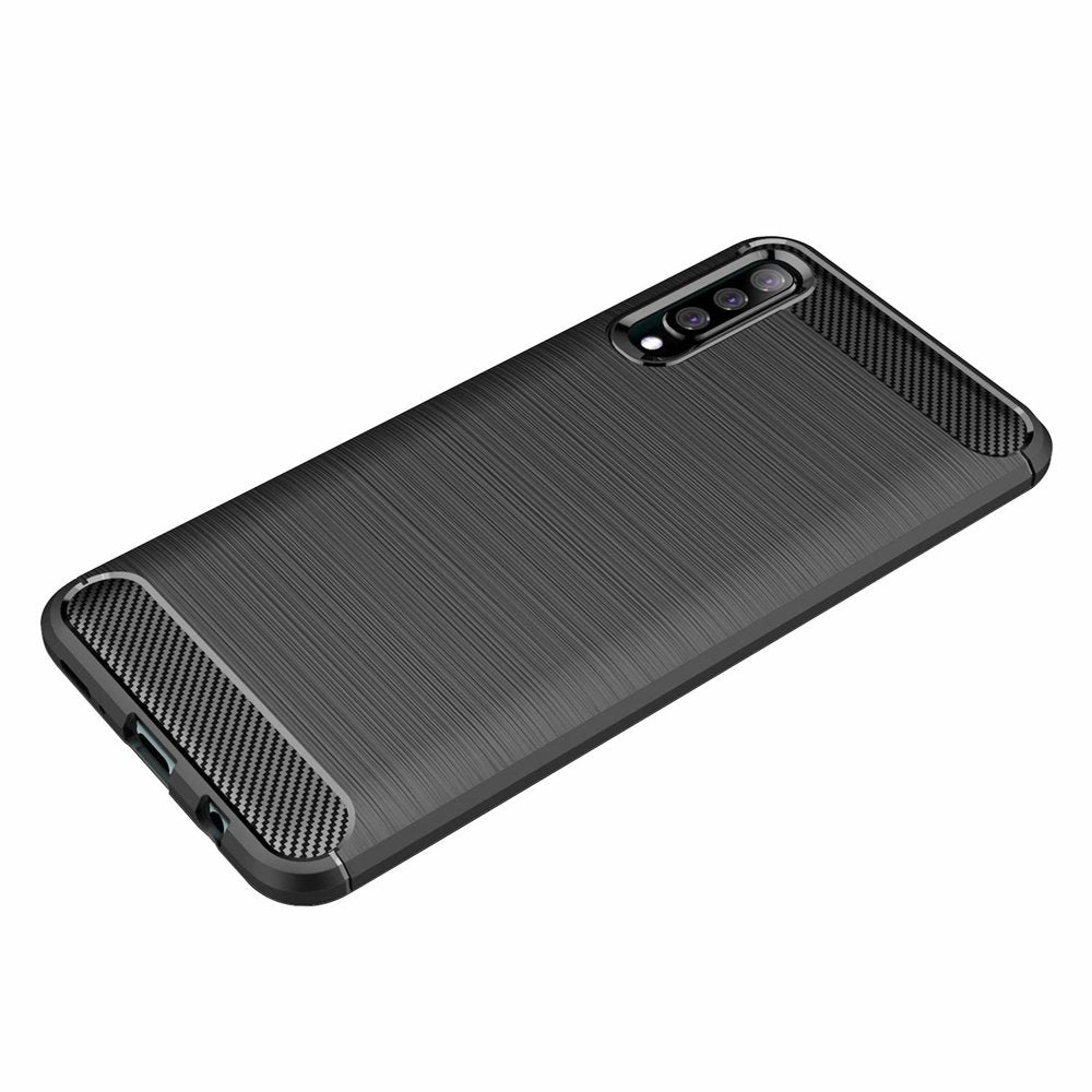 Custodia per Samsung Galaxy A70s A707 / A70 A705, Techsuit, Carbonio, Nera