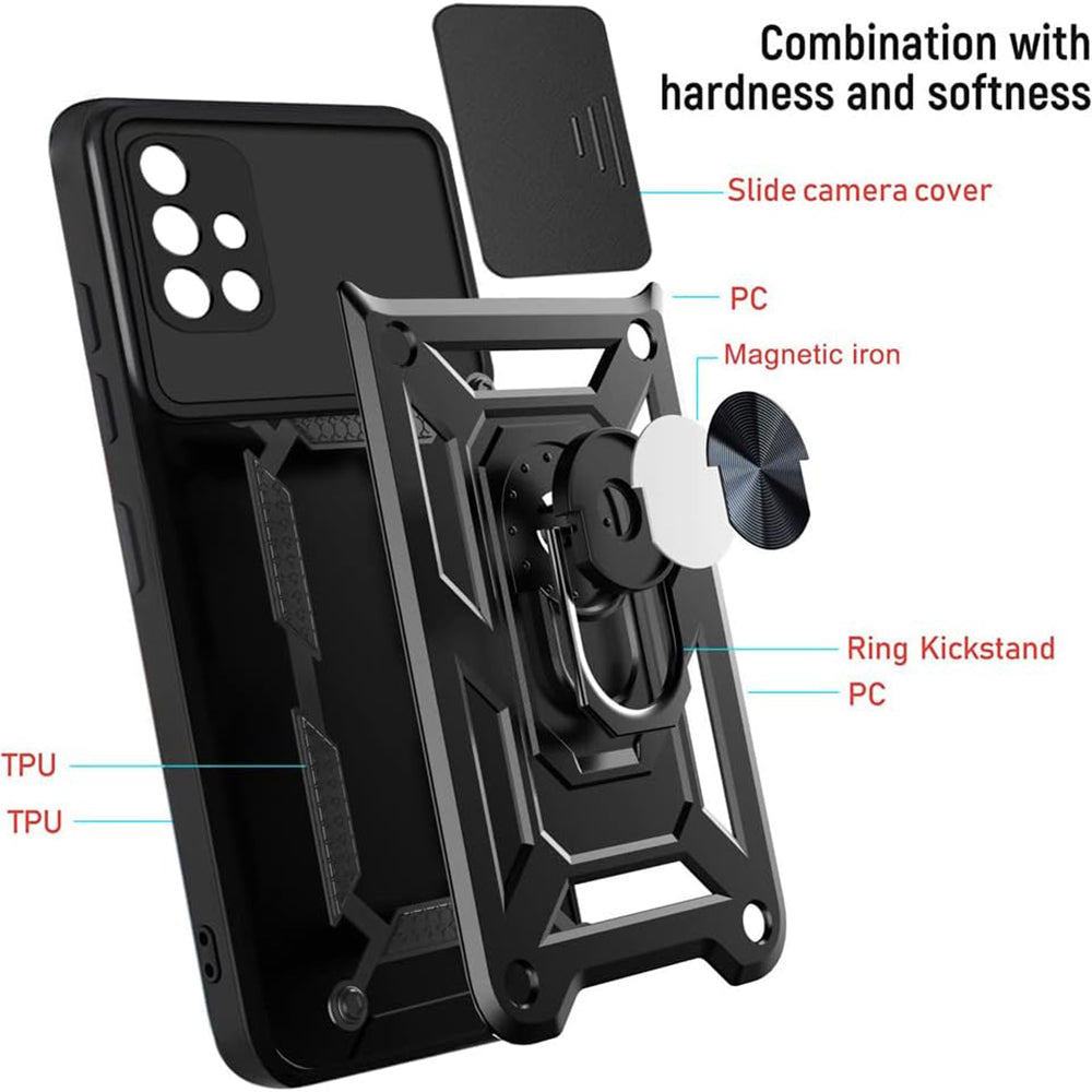 Custodia per Samsung Galaxy A71 A715, Techsuit, CamShield, Nera