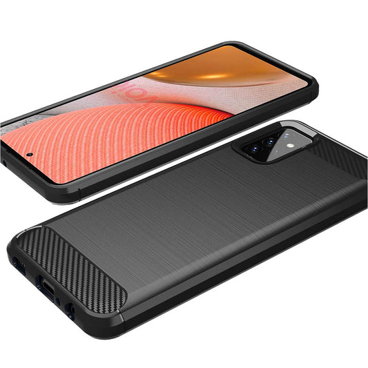 Custodia per Samsung Galaxy A72 A725 / A72 5G A726, Techsuit, Carbonio, Nera