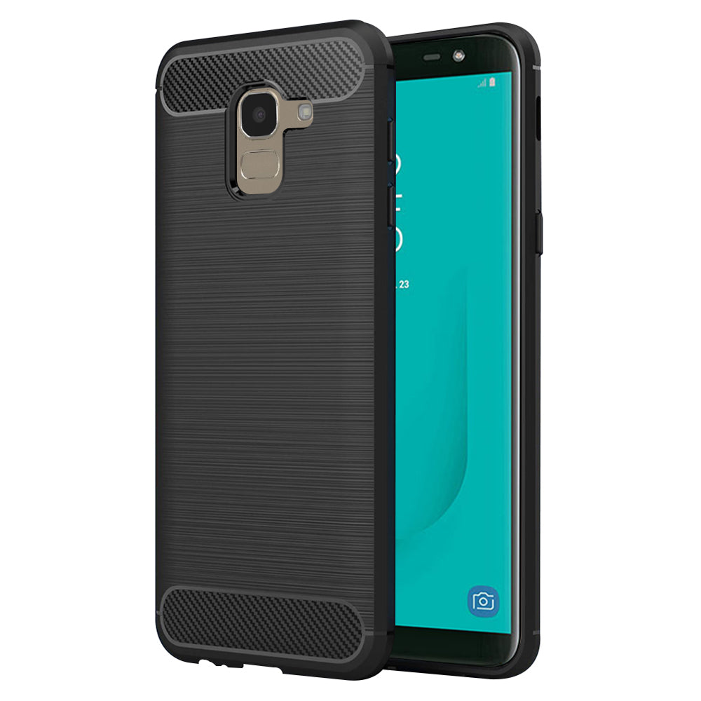 Custodia per Samsung Galaxy J6 J600, Techsuit, Carbonio, Nera