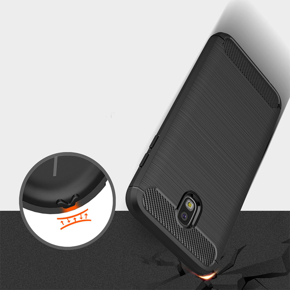 Custodia per Samsung Galaxy J7 (2017) J730, Techsuit, Carbonio, Nera