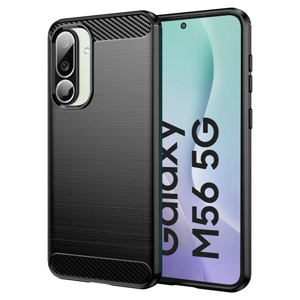 Custodia per Samsung Galaxy M56 M566, Techsuit, Carbonio, Nera
