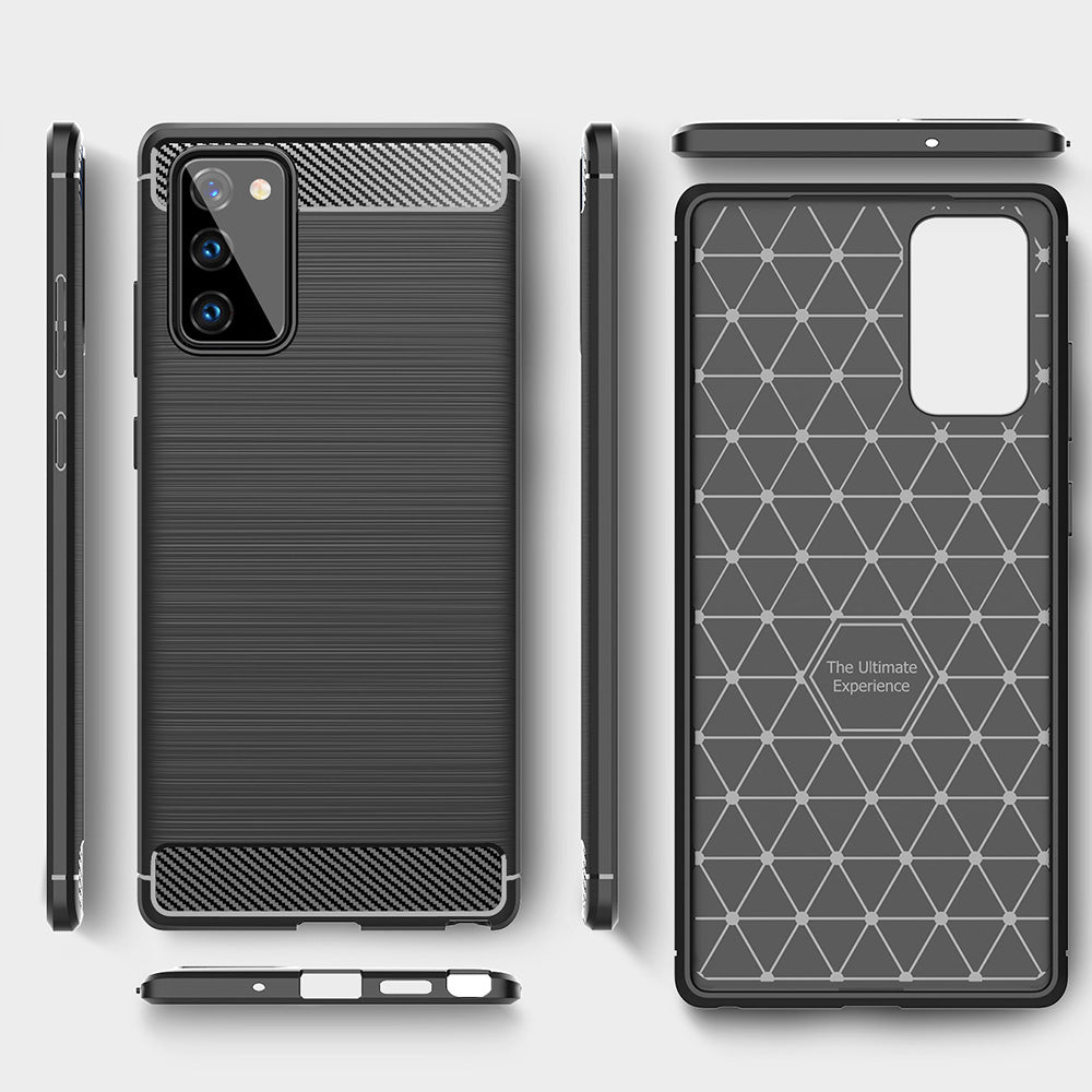 Custodia per Samsung Galaxy Note 20 5G N981 / Note 20 N980, Techsuit, Carbonio, Nera