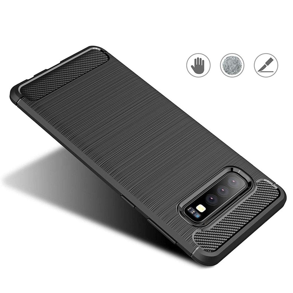 Custodia per Samsung Galaxy S10 G973, Techsuit, Carbonio, Nera