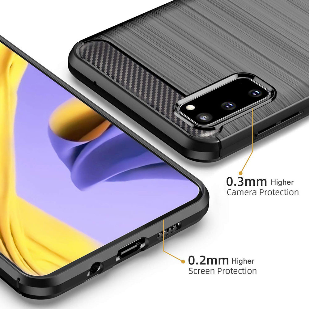 Custodia per Samsung Galaxy S20 5G G981 / S20 G980, Techsuit, Carbonio, Nera