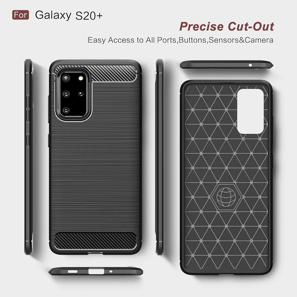 Custodia per Samsung Galaxy S20+ 5G G986 / S20+ G985, Techsuit, Carbonio, Nera