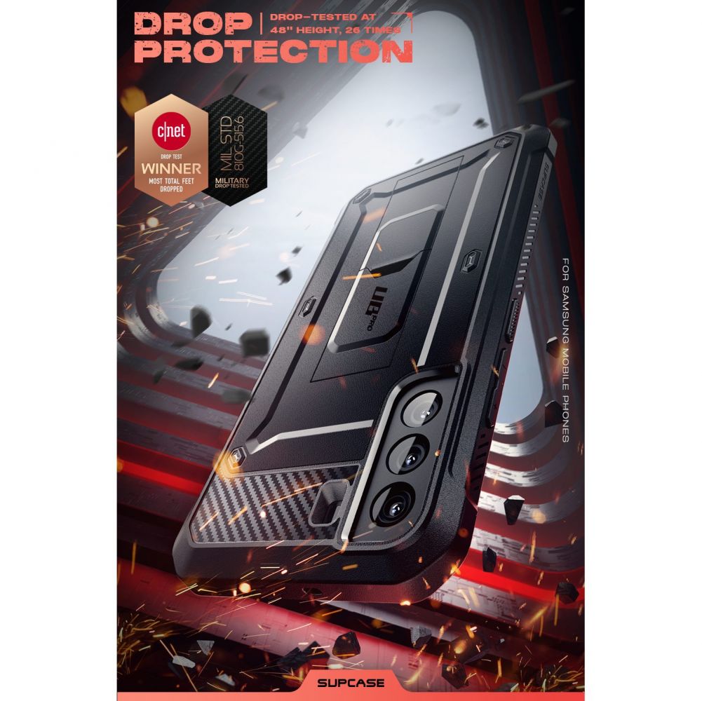 Étui pour Samsung Galaxy S22+ 5G S906, Supcase, Unicorn Beetle Pro, Noir