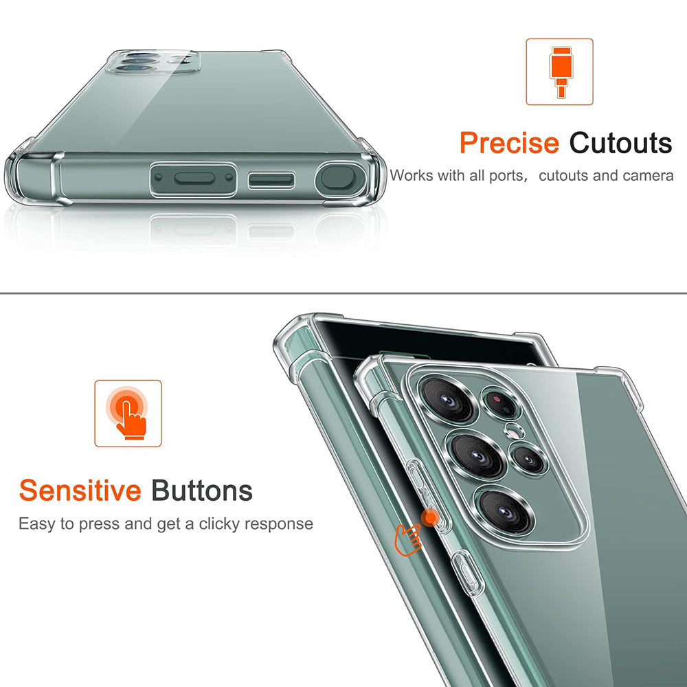 Custodia per Samsung Galaxy S22 Ultra 5G S908, Techsuit, Shockproof Clear, Trasparente