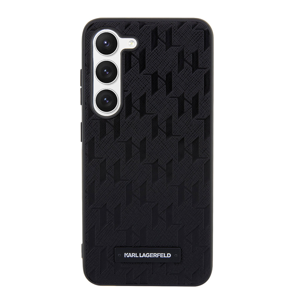 Custodia per Samsung Galaxy S23+ S916, Karl Lagerfeld, Saffiano Monogram Metal Logo, Nera