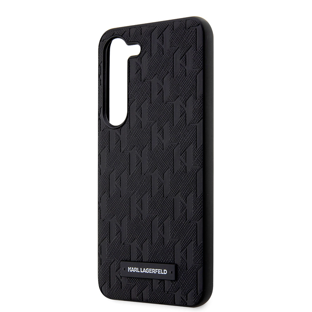Custodia per Samsung Galaxy S23+ S916, Karl Lagerfeld, Saffiano Monogram Metal Logo, Nera