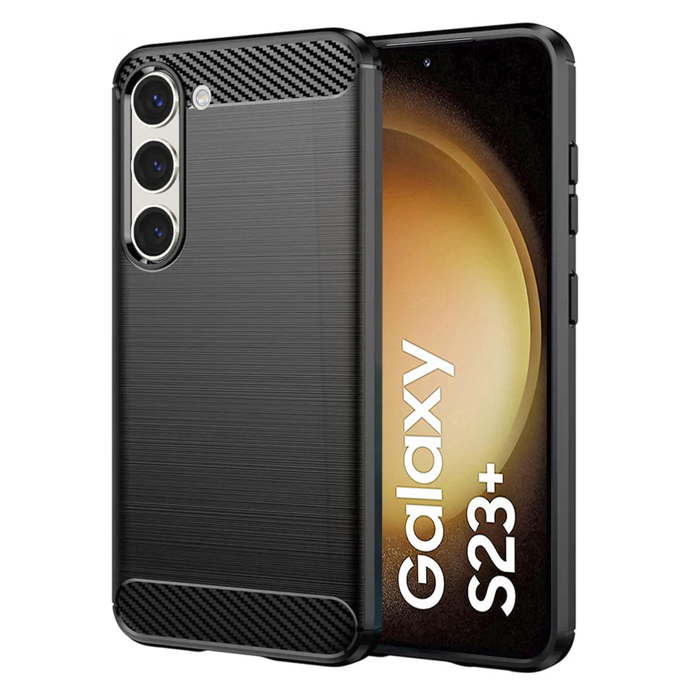 Custodia per Samsung Galaxy S23+ S916, Techsuit, Carbonio, Nera
