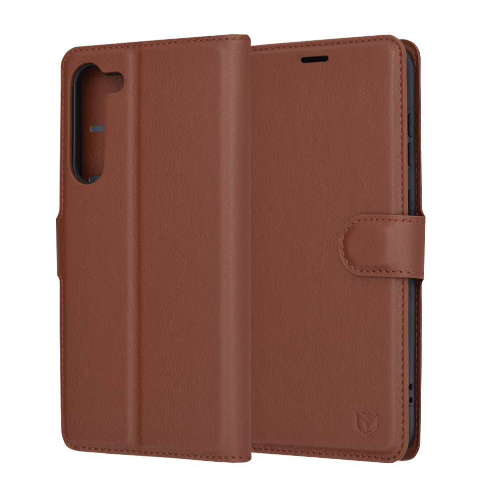 Custodia per Samsung Galaxy S23+ S916, Techsuit, Leather Folio, Marrone