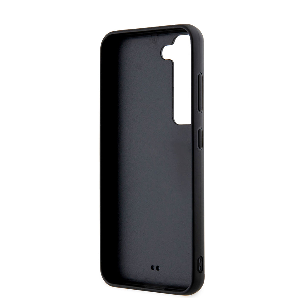 Housse pour Samsung Galaxy S23 S911, Karl Lagerfeld, Logo Pailleté en Caoutchouc 3D, Noire