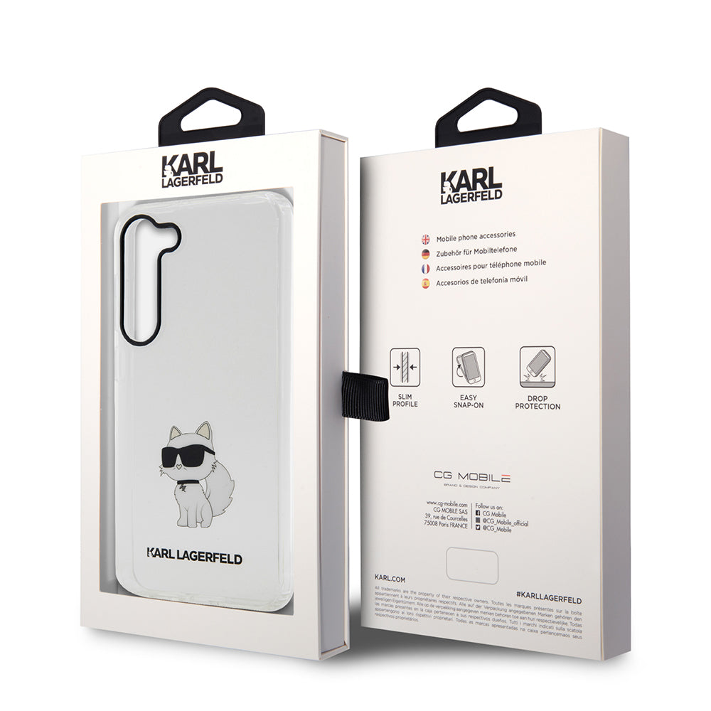 Hülle für Samsung Galaxy S23 S911, Karl Lagerfeld, Ikonik Choupette, Transparent