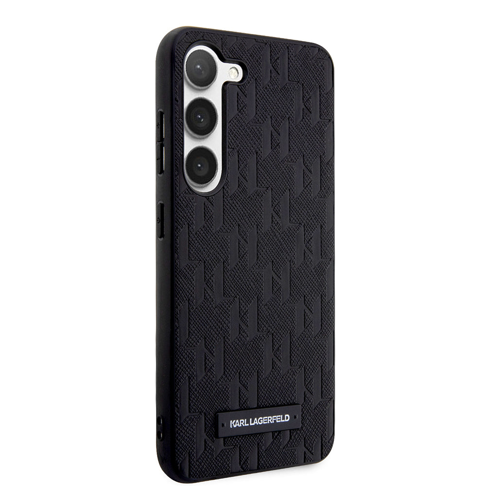 Hülle für Samsung Galaxy S23 S911, Karl Lagerfeld, Saffiano Monogram Metal Logo, Schwarz