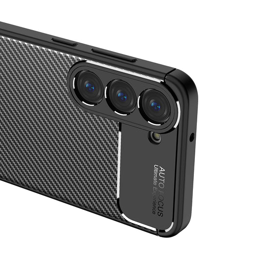 Coque pour Samsung Galaxy S23 S911, Techsuit, Fibre de carbone, Noire