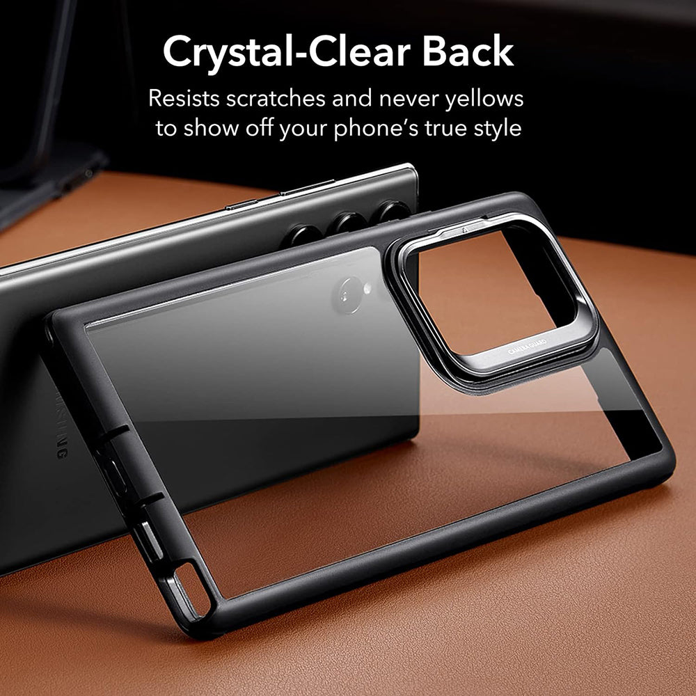 Custodia per Samsung Galaxy S23 Ultra S918, ESR, Shock Armor Kickstand, Nera Trasparente