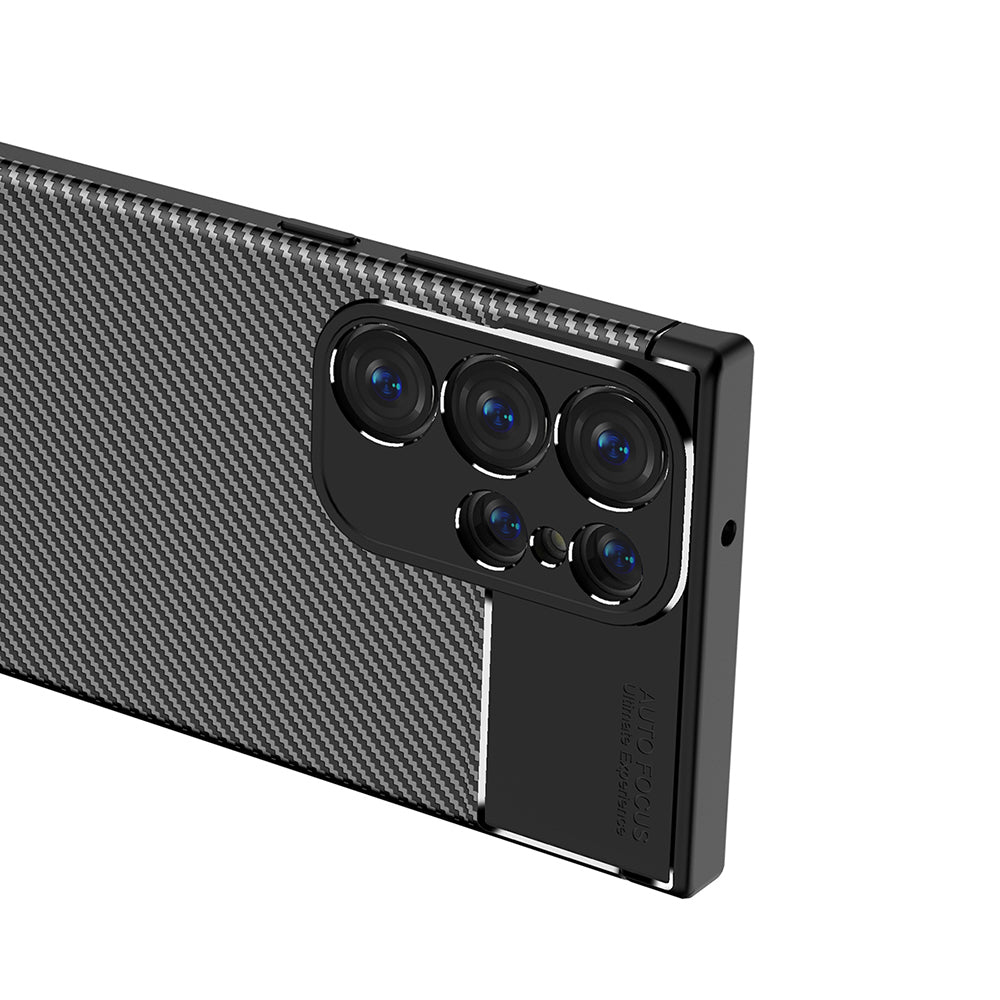 Custodia per Samsung Galaxy S23 Ultra S918, Techsuit, CarbonFiber, Nera