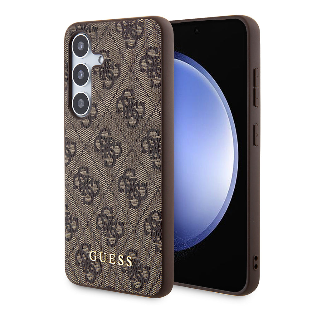 Custodia per Samsung Galaxy S24+ S926, Guess, 4G Metal Gold Logo, Marrone