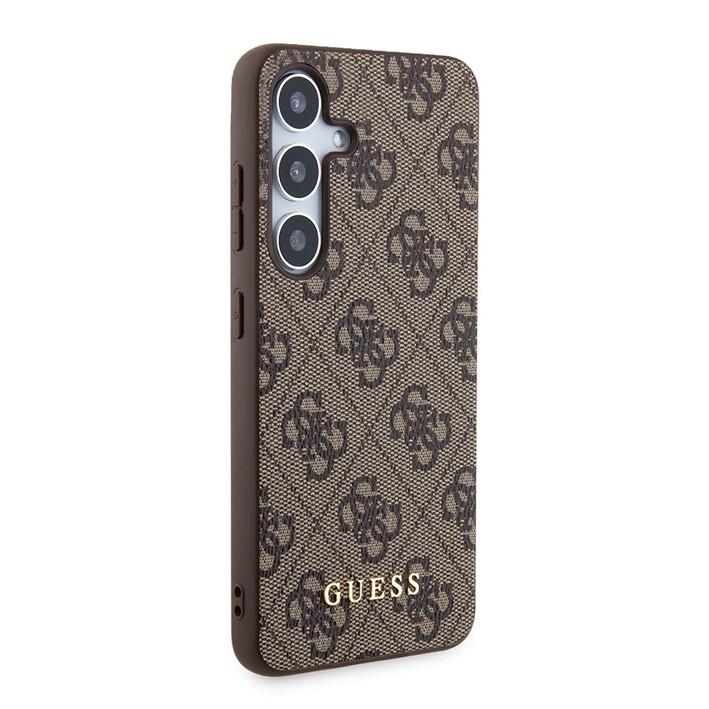Custodia per Samsung Galaxy S24+ S926, Guess, 4G Metal Gold Logo, Marrone