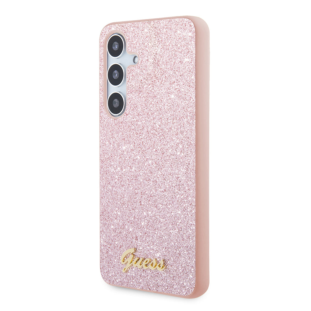 Custodia per Samsung Galaxy S24+ S926, Guess, Glitter Script, Rosa