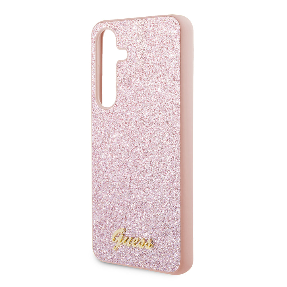 Custodia per Samsung Galaxy S24+ S926, Guess, Glitter Script, Rosa