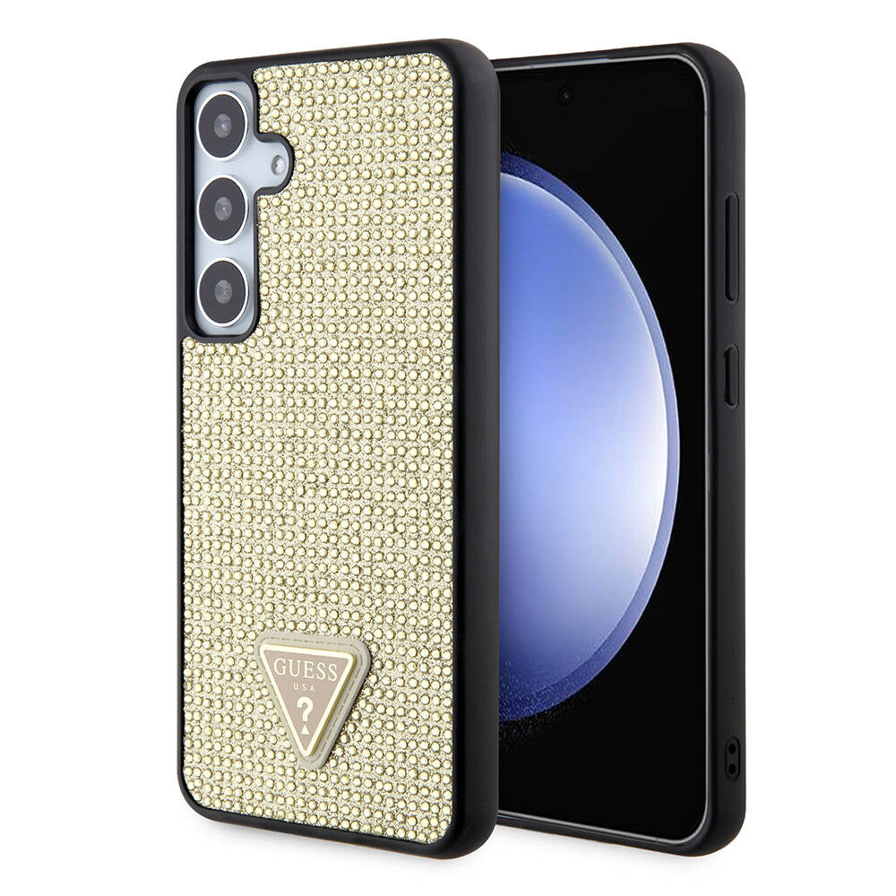 Hülle für Samsung Galaxy S24+ S926, Guess, Rhinestone Triangle Logo, Goldfarben
