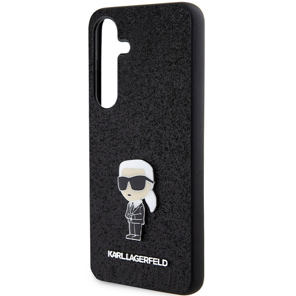 Hülle für Samsung Galaxy S24+ S926, Karl Lagerfeld, Glitter Ikonik Karl Logo, Schwarz