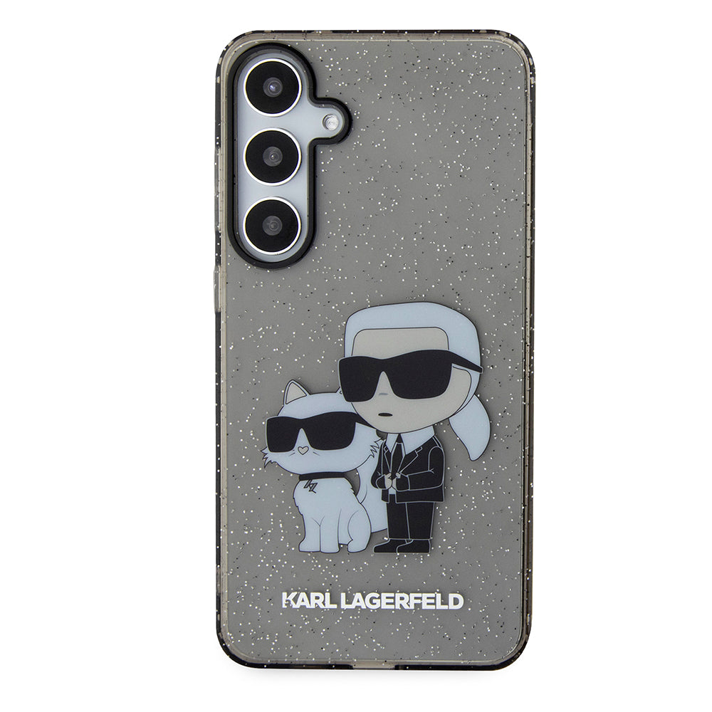 Custodia per Samsung Galaxy S24+ S926, Karl Lagerfeld, Glitter Karl & Choupette, Nero Trasparente